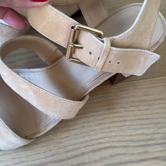 J.Crew Tan Suede Strappy Sandal with Wood Block Heel | Size 8.5 - Picture 5 of 11